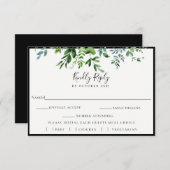 Modern groen zwart bruiloft RSVP Maaltijd keuze (Voorkant / Achterkant)