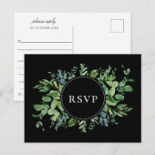 Modern groen zwart bruiloft RSVP Song Aanvraag Uitnodiging Briefkaart (Voorkant / Achterkant)