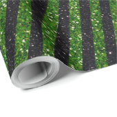 Modern groen zwart glitter strepen patroon cadeaupapier (Rol Hoek)