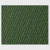 Modern groen zwart glitter strepen patroon cadeaupapier (Vlak)