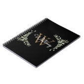 Modern groen zwart goud monogram scriptnaam notitieboek (Linkerzijde)