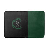 Modern Groen Zwart Hertengewei Monogram Badmat (Voorkant)