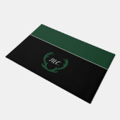 Modern Groen Zwart Hertengewei Monogram Deurmat (Schuin)