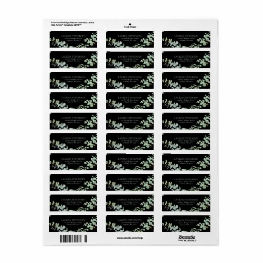 Modern groen zwart salie eenvoudige bruiloft etiket (Full Sheet)