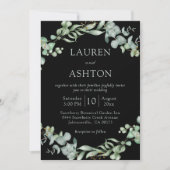Modern groen zwart salie eenvoudige bruiloft kaart (Voorkant)