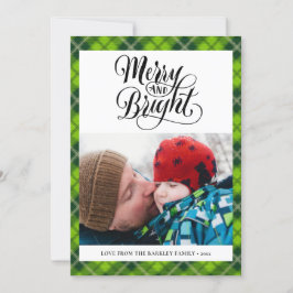 Modern groen zwart tonartan speldenvun, eenvoudig  feestdagenkaart