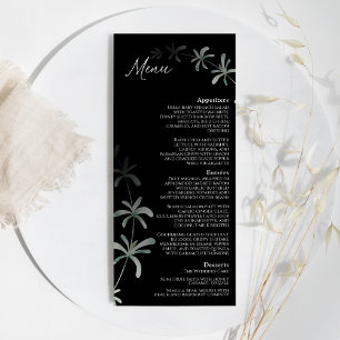 Modern groen zwart trouwfeest plat menu