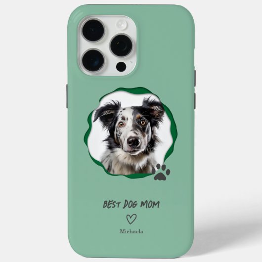 Modern Groene Beste Hond Moeder Foto Case-Mate iPhone Case (Achterkant)