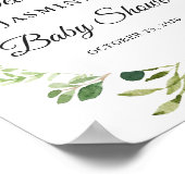 Modern Groene Bladeren Krans Baby Shower Bord Poster (Hoek)