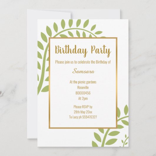 MODERN GROENE BOTANICAL FERN WHITE BIRTHDAY KAART (Voorkant)