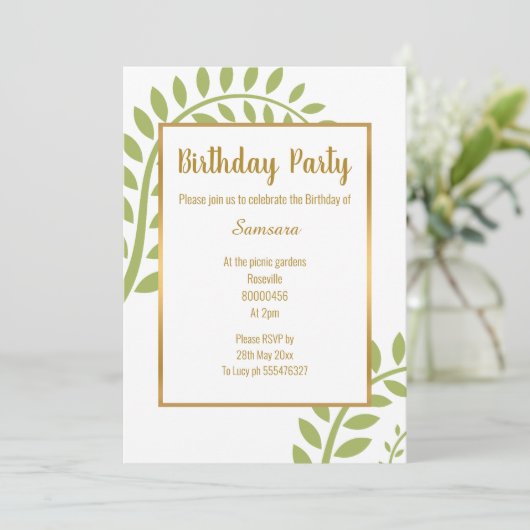 MODERN GROENE BOTANICAL FERN WHITE BIRTHDAY KAART (Staand voorkant)