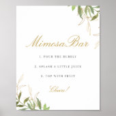 Modern Groene en Gouden Mimosa Bar Bord Poster (Voorkant)