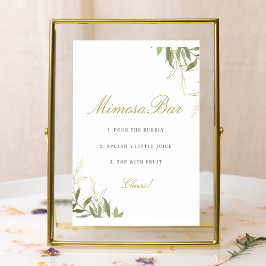 Modern Groene en Gouden Mimosa Bar Bord Poster