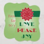 Modern groene en rode liefde, vrede, vreugde citaa feestdagenkaart (Voorkant / Achterkant)