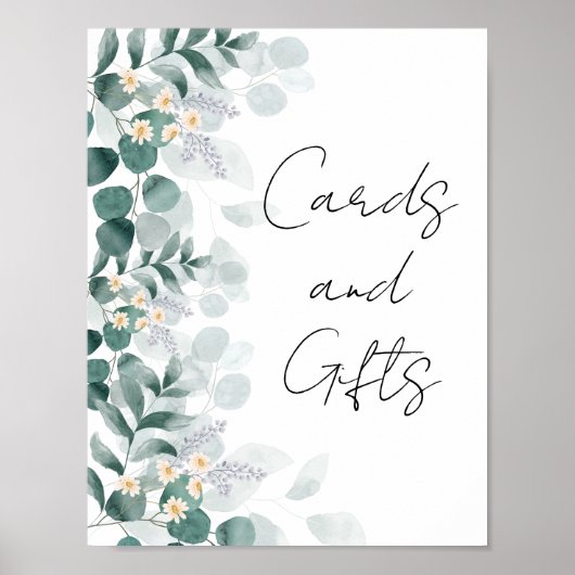 Modern Groene Eucalyptus Kaarten- en Cadeau Bord Poster (Voorkant)