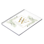 Modern groene goud monogram naam notitieboek (Linkerzijde)