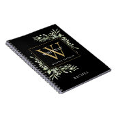 Modern Groene Goud Monogram Naam Recept Kookboek Notitieboek (Rechterzijde)