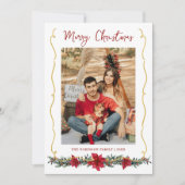 Modern Groene Goud Prettig Kerstfeest 1 Foto Feestdagenkaart (Voorkant)