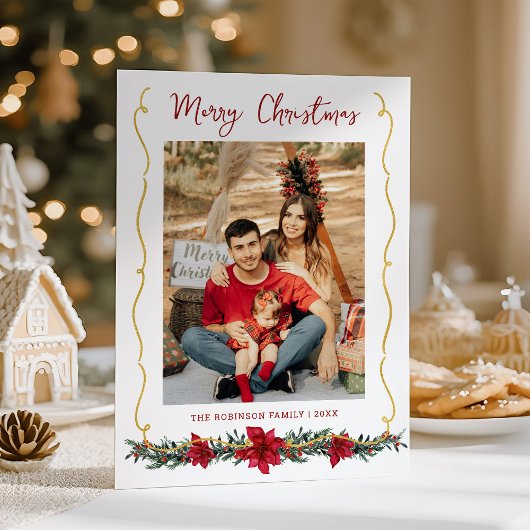 Modern Groene Goud Prettig Kerstfeest 1 Foto Feestdagenkaart