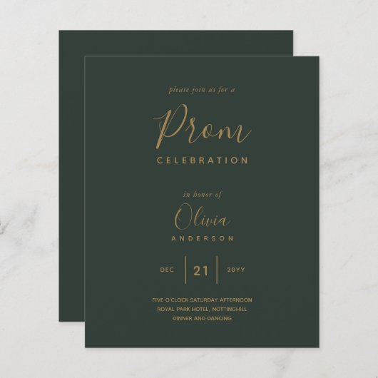 Modern Groene Gouden Budget PROM (Voorkant / Achterkant)