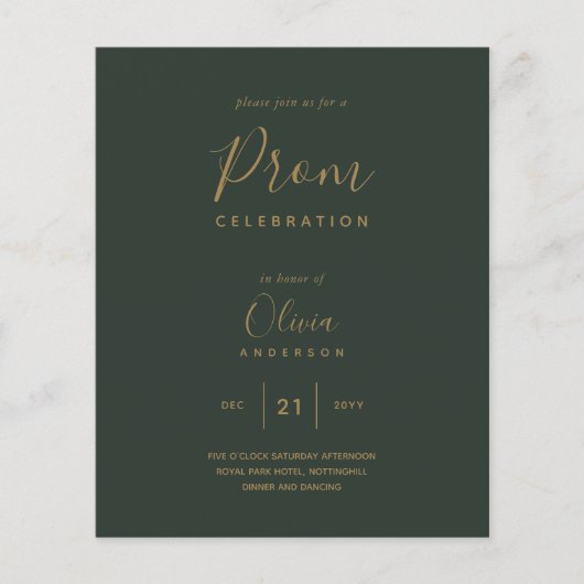 Modern Groene Gouden Budget PROM (Voorkant)