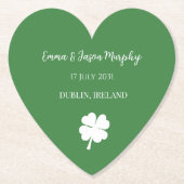 Modern groene Ierse vierbladige klaver trouw  Kartonnen Onderzetters (Voorkant)