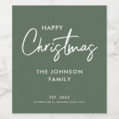 Modern Groene Kerst Wijn Etiket (Enkel label)