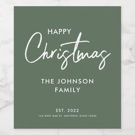 Modern Groene Kerstmis Wijn Etiket (Enkel label)