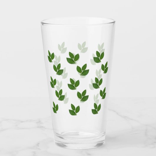 Modern groene laurierblad patroon glas (Voorkant)
