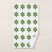 Modern groene laurierbladpatroon op wit bad handdoek (Handdoek)