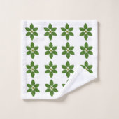 Modern groene laurierbladpatroon op wit bad handdoek (Wasdoekje)