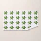 Modern groene laurierbladpatroon op wit bad handdoek (Handdoek)