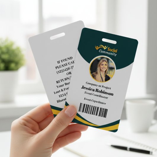 Modern groene personeelsfoto ID-badge met barcode Badge