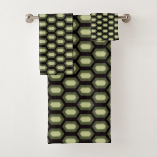 Modern Groene Schildpad Huid Patroon Bad Handdoek (Insitu)