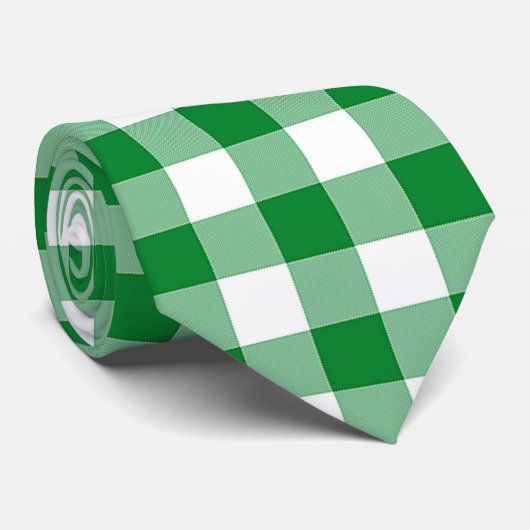 Modern groene witte buffelruitjes geruit stropdas (Opgerold)