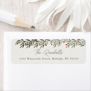 Modern Groenery Kerstkaart Retouradres Etiket