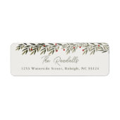 Modern Groenery Kerstkaart Retouradres Etiket (Voorkant)
