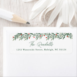 Modern Groenery Kerstkaart Retouradres Etiket