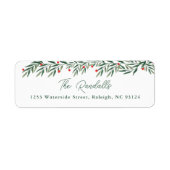 Modern Groenery Kerstkaart Retouradres Etiket (Voorkant)