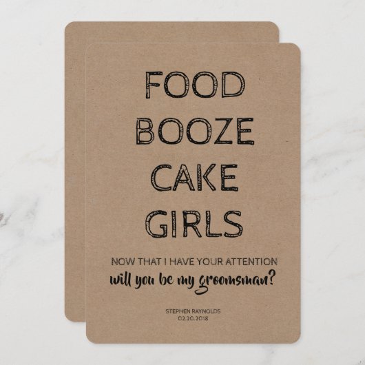 Modern GROOMSMAN / BEST MAN Grappig Voorstel Kaart (Voorkant / Achterkant)