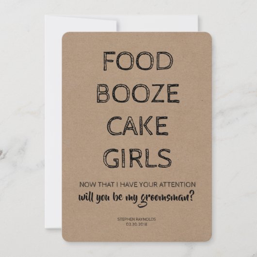 Modern GROOMSMAN / BEST MAN Grappig Voorstel Kaart (Voorkant)