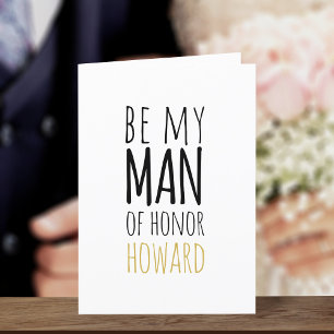 Modern Groomsman Kaart Be My Man of Honor