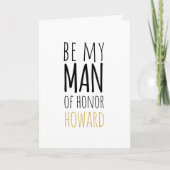 Modern Groomsman Kaart Be My Man of Honor (Voorkant)