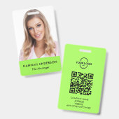 Modern Groot Foto Personeel QR ID Badge (Voor- en achterkant)