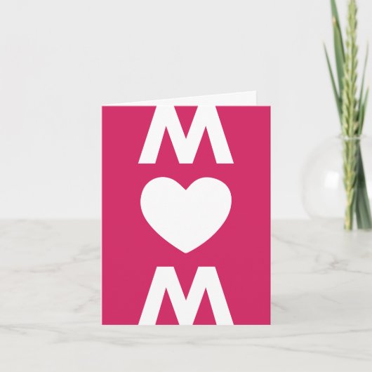 Modern Groot MUM Hart Wit Rood Moederdag Kaart (Voorkant)