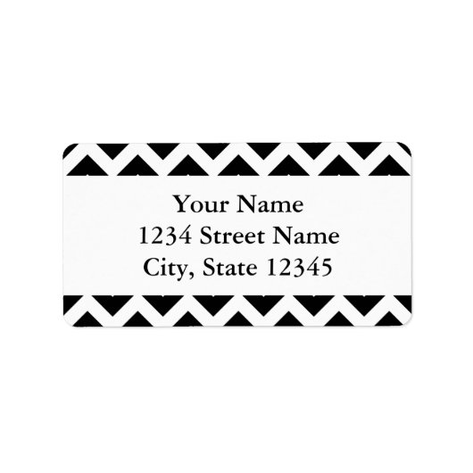 Modern groot zwart chevron ontwerp met aangepaste  etiket (Voorkant)