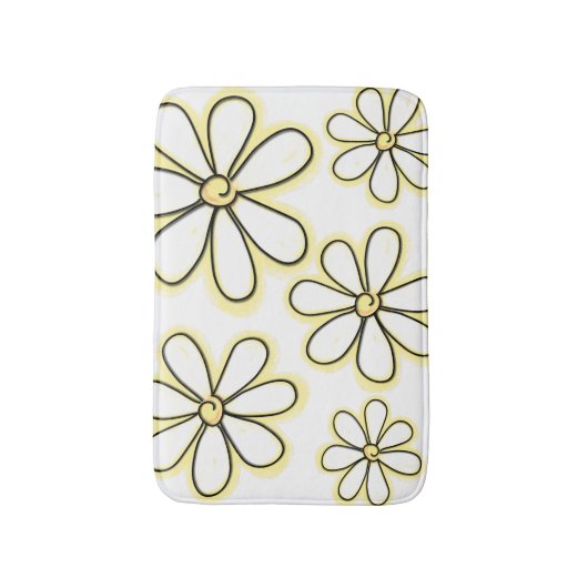 Modern groots wit geel alk Daisies patroon Badmat (Voorkant Verticaal)