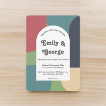 Modern Groovy Colorful Abstract Chic Retro Wedding