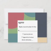 Modern Groovy Colorful Abstract Chic Retro Wedding RSVP Kaartje (Voorkant)