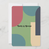 Modern Groovy Colorful Abstract Retro Wedding Invi Kaart (Achterkant)
